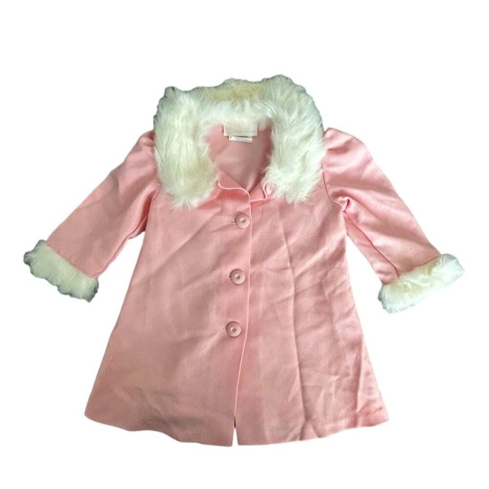 Pink and White Bonnie Baby Faux Fur coat  jacket